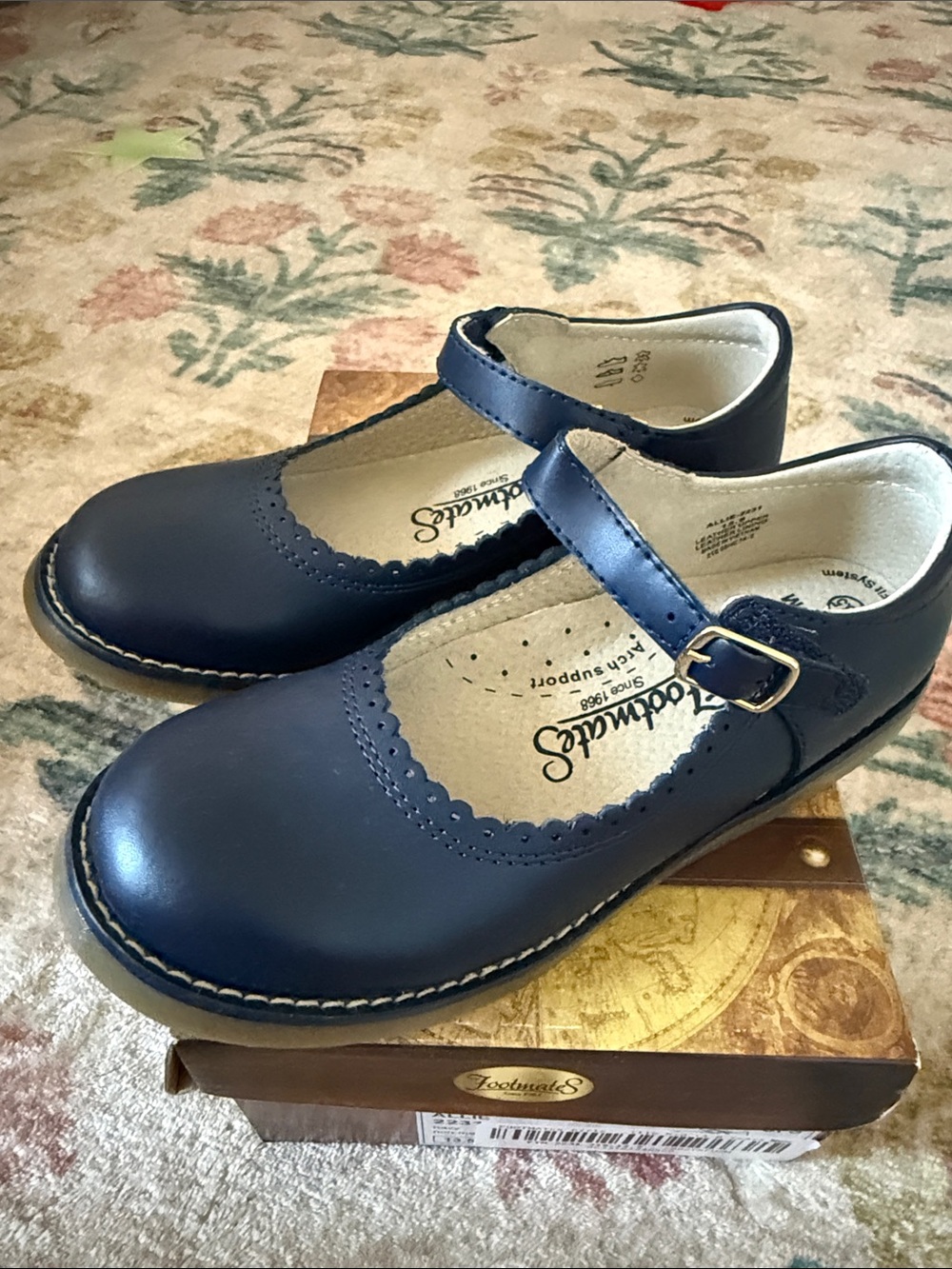 Little Girls FootMates Navy Blue Girls Mary Jane Shoes